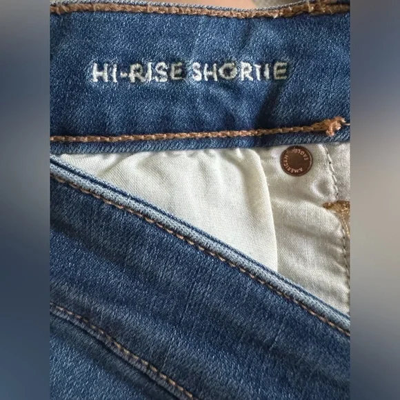 American Eagle High Rise Shortie Shorts Button fly Super Stretch Size 10 - Picture 7 of 8